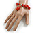 Red/Black Glass and Ceramic Bead Charm Flex Bracelet - 18cm Long - Size M - view 3