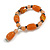 Peach Orange/Black Glass and Ceramic Bead Charm Flex Bracelet - 19cm Long - Size M - view 4