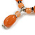 Peach Orange/Black Glass and Ceramic Bead Charm Flex Bracelet - 19cm Long - Size M - view 5