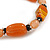 Peach Orange/Black Glass and Ceramic Bead Charm Flex Bracelet - 19cm Long - Size M - view 6
