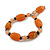 Peach Orange/Black Glass and Ceramic Bead Charm Flex Bracelet - 19cm Long - Size M - view 7