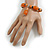 Peach Orange/Black Glass and Ceramic Bead Charm Flex Bracelet - 19cm Long - Size M - view 3