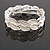 Metallic White Pearl Enamel Leafy Stretch Bracelet in Silver Tone Finish - 18cm L - Medium - view 2