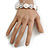 Pastel White/Grey Enamel Multi Daisy Flex Bracelet in Light Silver Tone - 20cm Long - M/L - view 4