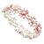 Pastel Pink Enamel Multi Daisy Flex Bracelet in Light Silver Tone - 20cm Long - M/L