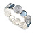 Metallic Silver/Grey Enamel Rose Floral Flex Bracelet in Light Silver Tone - 18cm Long - M - view 2