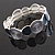 Metallic Silver/Grey Enamel Rose Floral Flex Bracelet in Light Silver Tone - 18cm Long - M - view 7