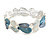 Purple/Metallic White/Blue Enamel Leafy Floral Flex Bracelet In Silver Tone - 17cm Long - Size S/M - view 6