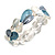 Purple/Metallic White/Blue Enamel Leafy Floral Flex Bracelet In Silver Tone - 17cm Long - Size S/M - view 7
