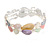 Pastel Multi Enamel Leafy Floral Flex Bracelet In Silver Tone - 17cm Long - Size S/M - view 6