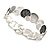 Charcoal Grey/Light Grey Enamel Tree Of Life Flex Bracelet in Light Silver Tone - 18cm Long - M