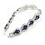 Party/Birthday/Wedding Midnight Blue/Clear Diamante Teardrop Element Bracelet In Silver Tone Metal - 17cm Long
