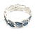 Metallic Silver/ Grey Enamel Leafy Stretch Bracelet in Rhodium Plated Finish - 18cm L - Medium - view 5