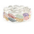 Pastel Multi Shades Enamel Leafy Stretch Bracelet in Rhodium Plated Finish - 18cm L - Medium