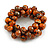 Orange/Gold/Black Wooden Bead Cluster Flex Bracelet - 18cm - Medium - view 2