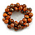 Orange/Gold/Black Wooden Bead Cluster Flex Bracelet - 18cm - Medium