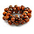 Orange/Gold/Black Wooden Bead Cluster Flex Bracelet - 18cm - Medium - view 4
