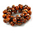 Orange/Gold/Black Wooden Bead Cluster Flex Bracelet - 18cm - Medium - view 5