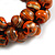 Orange/Gold/Black Wooden Bead Cluster Flex Bracelet - 18cm - Medium - view 6