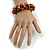 Orange/Gold/Black Wooden Bead Cluster Flex Bracelet - 18cm - Medium - view 3