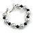 12mm D/Grey/Black Glass Bead Bracelet - Size S - 16cm L/3cm Ext (Natural Irregularities)