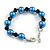 12mm D/Blue/Black Glass Bead Bracelet - Size S - 16cm L/3cm Ext (Natural Irregularities) - view 4