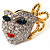 Gold Tone Clear Crystal Stage Mask Costume Pin