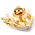 Gold Tone Clear Crystal Stage Mask Costume Pin - view 3