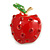 Hot Red Rhinestone Enamel Apple Costume Brooch