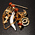 Gold Tone Brown Safety Pin Brooch - view 10