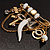 Gold Tone White Charm Safety Pin Brooch - view 3