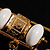 Gold Tone White Charm Safety Pin Brooch - view 5