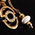 Gold Tone White Charm Safety Pin Brooch - view 6