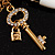 Gold Tone White Charm Safety Pin Brooch - view 8