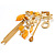 Gold Plated Tassel, Bow, Horseshoe And Amber Leaf Safety Pin Brooch - view 2