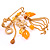 Gold Plated Tassel, Bow, Horseshoe And Amber Leaf Safety Pin Brooch - view 4