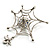 Silver Plated Rhinestone Spider Web Brooch - view 2