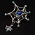 Silver Plated Rhinestone Spider Web Brooch - view 12
