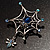 Silver Plated Rhinestone Spider Web Brooch - view 7