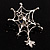 Silver Plated Rhinestone Spider Web Brooch - view 16