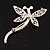 Silver Plated Filigree Crystal Dragonfly Costume Brooch - view 4