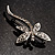 Silver Plated Filigree Crystal Dragonfly Costume Brooch - view 3