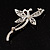 Silver Plated Filigree Crystal Dragonfly Costume Brooch - view 9