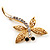 Gold Plated Filigree Crystal Dragonfly Costume Brooch - view 12