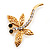 Gold Plated Filigree Crystal Dragonfly Costume Brooch - view 3