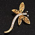 Gold Plated Filigree Crystal Dragonfly Costume Brooch - view 2