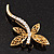 Gold Plated Filigree Crystal Dragonfly Costume Brooch - view 4