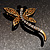 Gold Plated Filigree Crystal Dragonfly Costume Brooch - view 6