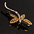 Gold Plated Filigree Crystal Dragonfly Costume Brooch - view 10