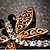 Gold Plated Filigree Crystal Dragonfly Costume Brooch - view 7